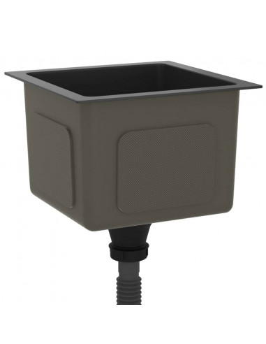 Lavello da Cucina Artigianale Nero in Acciaio Inox