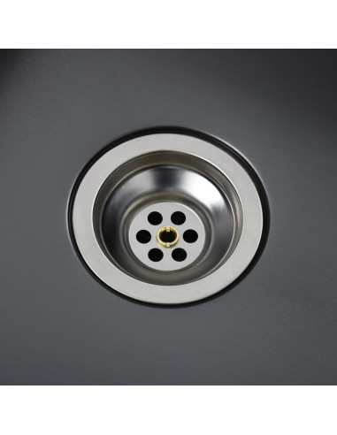 Lavello da Cucina Artigianale Nero in Acciaio Inox