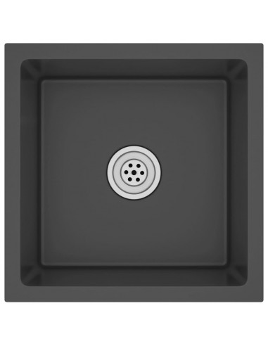 Lavello da Cucina Artigianale Nero in Acciaio Inox