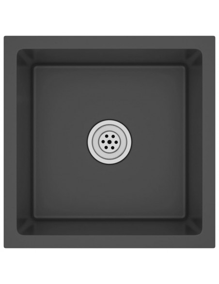Lavello da Cucina Artigianale Nero in Acciaio Inox