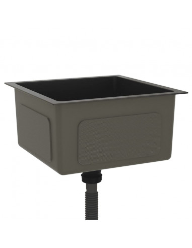 Lavello da Cucina Artigianale Nero in Acciaio Inox