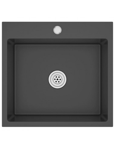 Lavello da Cucina Lavorato a Mano Nero Acciaio Inox