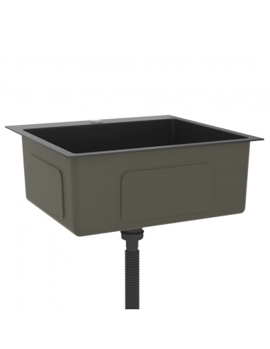 Lavello da Cucina Lavorato a Mano Nero Acciaio Inox