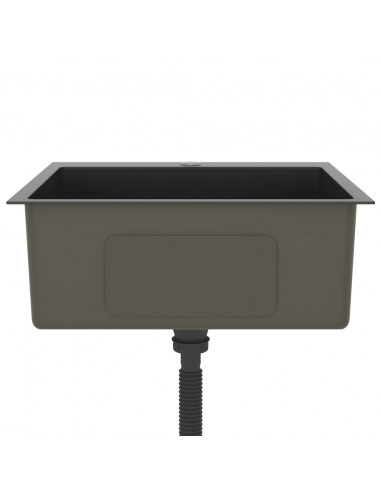 Lavello da Cucina Lavorato a Mano Nero Acciaio Inox