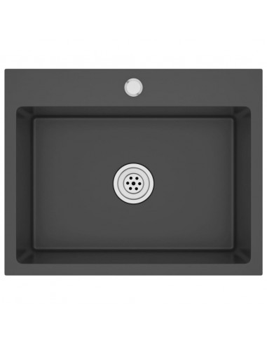 Lavello da Cucina Lavorato a Mano Nero Acciaio Inox