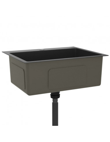 Lavello da Cucina Lavorato a Mano Nero Acciaio Inox