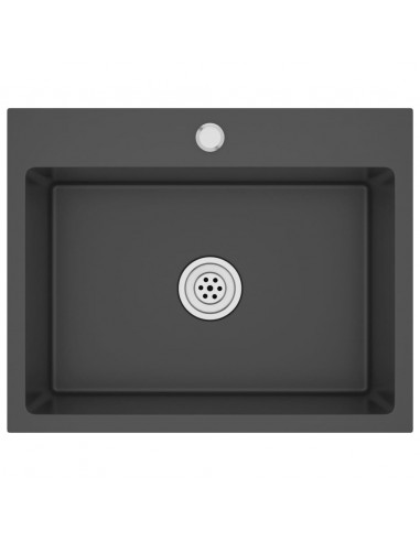 Lavello da Cucina Lavorato a Mano Nero Acciaio Inox