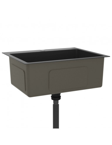 Lavello da Cucina Lavorato a Mano Nero Acciaio Inox