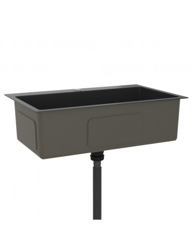 Lavello da Cucina Lavorato a Mano Nero Acciaio Inox