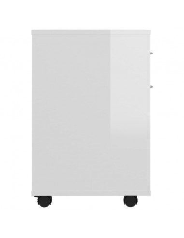 Mobiletto con Ruote Bianco Lucido 45x38x54cm Legno Multistrato