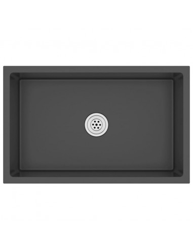 Lavello da Cucina Artigianale Nero in Acciaio Inox