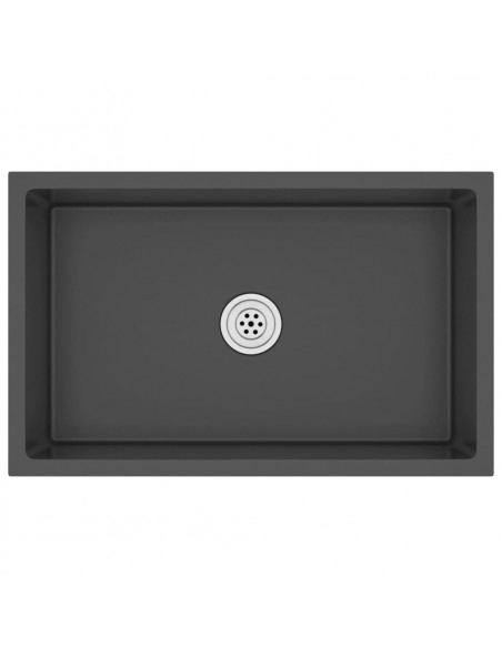 Lavello da Cucina Artigianale Nero in Acciaio Inox