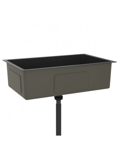 Lavello da Cucina Artigianale Nero in Acciaio Inox