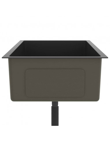 Lavello da Cucina Artigianale Nero in Acciaio Inox