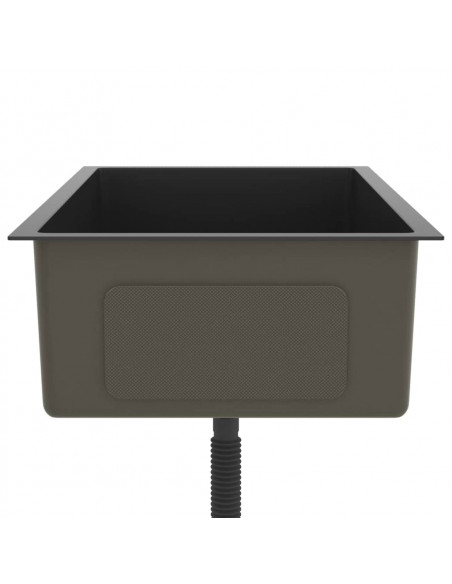 Lavello da Cucina Artigianale Nero in Acciaio Inox