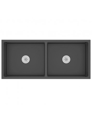 Lavello da Cucina Artigianale Nero in Acciaio Inox