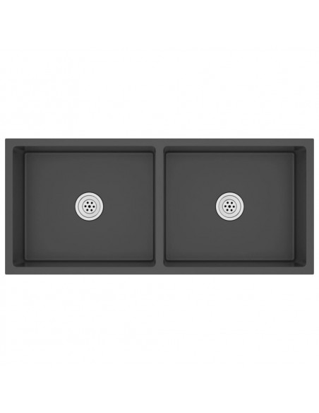Lavello da Cucina Artigianale Nero in Acciaio Inox