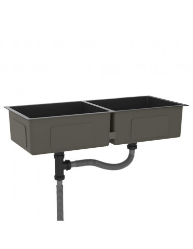 Lavello da Cucina Artigianale Nero in Acciaio Inox