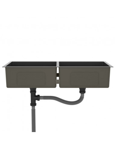 Lavello da Cucina Artigianale Nero in Acciaio Inox