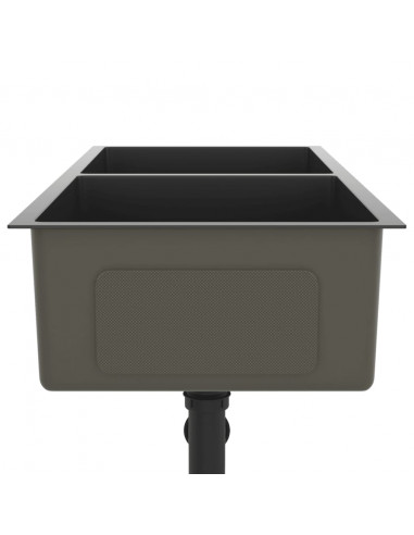 Lavello da Cucina Artigianale Nero in Acciaio Inox