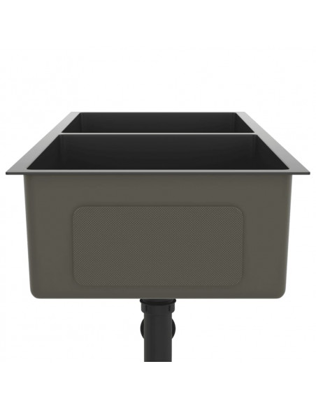 Lavello da Cucina Artigianale Nero in Acciaio Inox