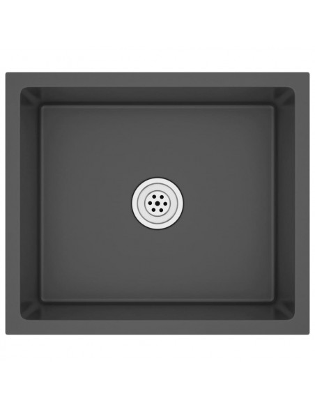 Lavello da Cucina Artigianale Nero in Acciaio Inox