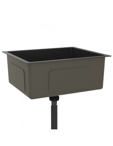 Lavello da Cucina Artigianale Nero in Acciaio Inox