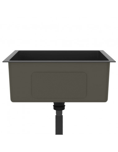 Lavello da Cucina Artigianale Nero in Acciaio Inox