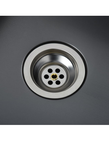 Lavello da Cucina Artigianale Nero in Acciaio Inox