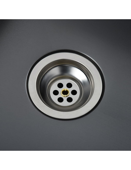 Lavello da Cucina Artigianale Nero in Acciaio Inox