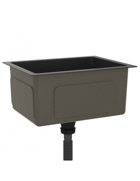 Lavello da Cucina Lavorato a Mano Nero Acciaio Inox