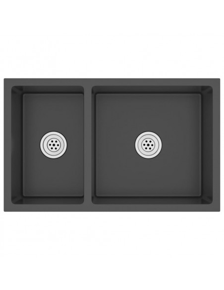 Lavello da Cucina Nero in Acciaio Inossidabile