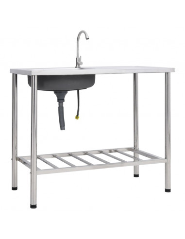 Lavello da Campeggio Vasca Singola con Rubinetto Acciaio Inox