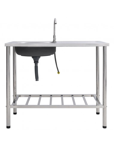 Lavello da Campeggio Vasca Singola con Rubinetto Acciaio Inox