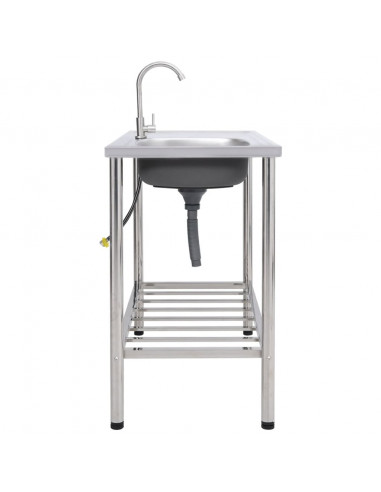 Lavello da Campeggio Vasca Singola con Rubinetto Acciaio Inox