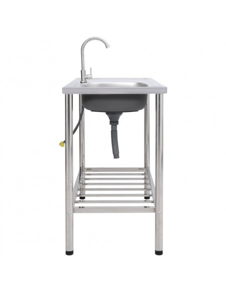 Lavello da Campeggio Vasca Singola con Rubinetto Acciaio Inox