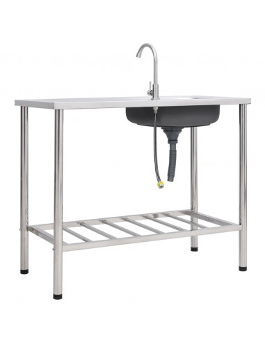 Lavello da Campeggio Vasca Singola con Rubinetto Acciaio Inox