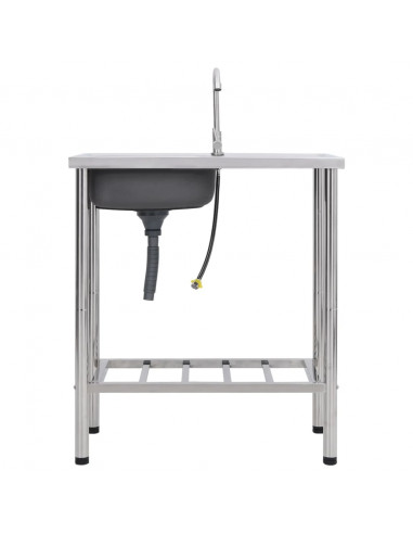 Lavello da Campeggio Vasca Singola con Rubinetto Acciaio Inox