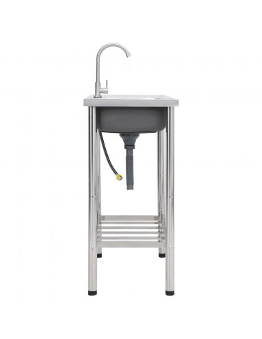 Lavello da Campeggio Vasca Singola con Rubinetto Acciaio Inox