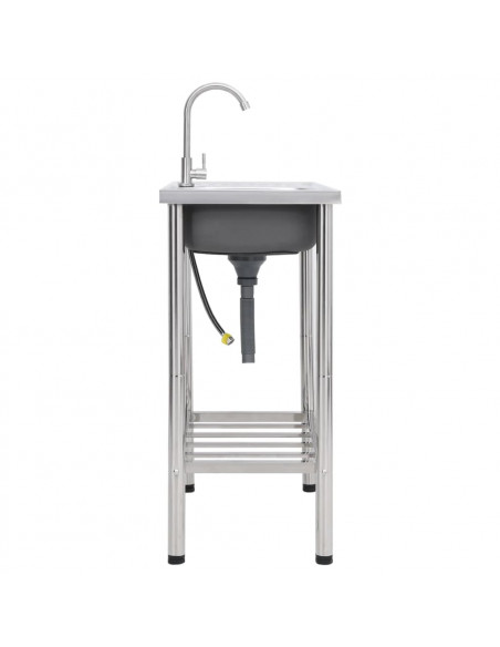 Lavello da Campeggio Vasca Singola con Rubinetto Acciaio Inox