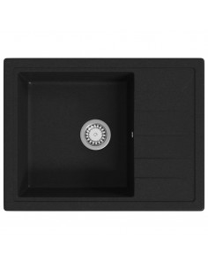 Lavello da Cucina con Foro Troppopieno Ovale Nero in Granito 2