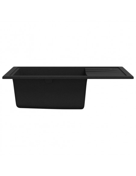 Lavello da Cucina con Foro Troppopieno Ovale Nero in Granito