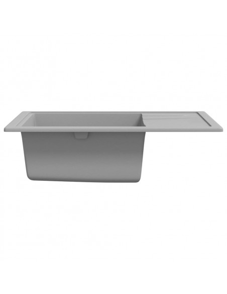 Lavello da Cucina con Foro Troppopieno Ovale Grigio in Granito