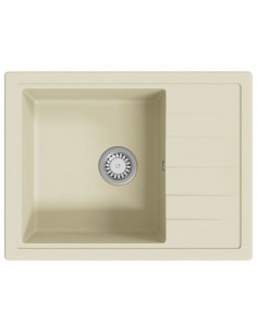 Lavello da Cucina con Foro Troppopieno Ovale Beige in Granito 2
