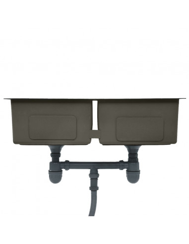 Lavello da Cucina Lavorato a Mano Nero in Acciaio Inox