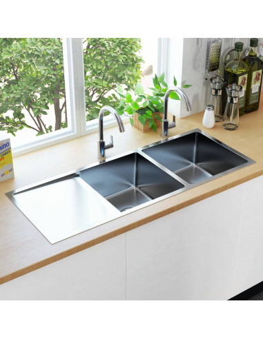 Lavello da Cucina Lavorato a Mano in Acciaio Inox