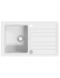 Lavandino cucina granito lavello singolo scolapiatti reversibile crema 2