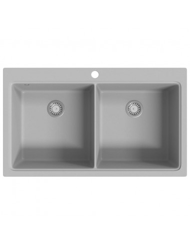 Lavandino cucina granito grigio lavello doppio con montaggio sopra