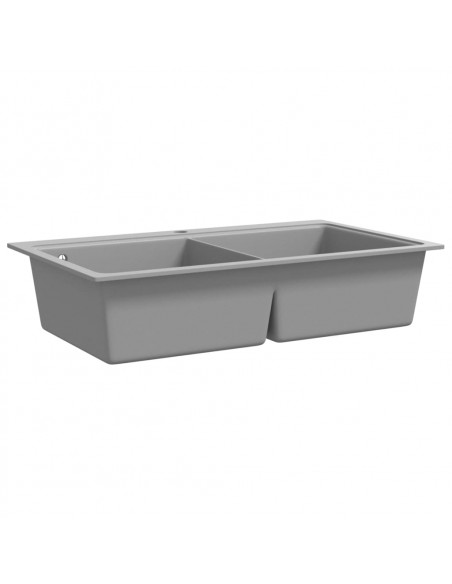 Lavandino cucina granito grigio lavello doppio con montaggio sopra