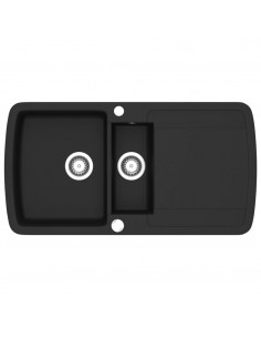 Lavello da Cucina in Granito Vasca Doppia Nero 2